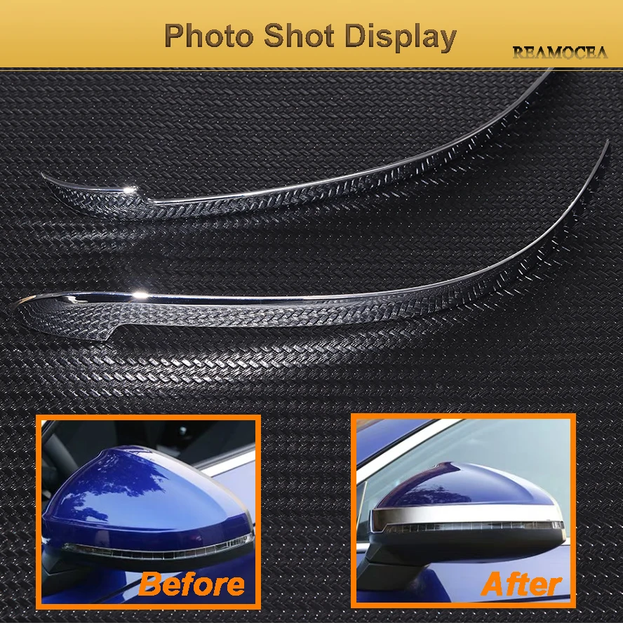 Reamocea ABS Chrome Side Door Rear view Mirror Strip Side Mirror Decoration Trim Stickers For Audi A4 B9 Sedan Saloon 2017 2018 (8)