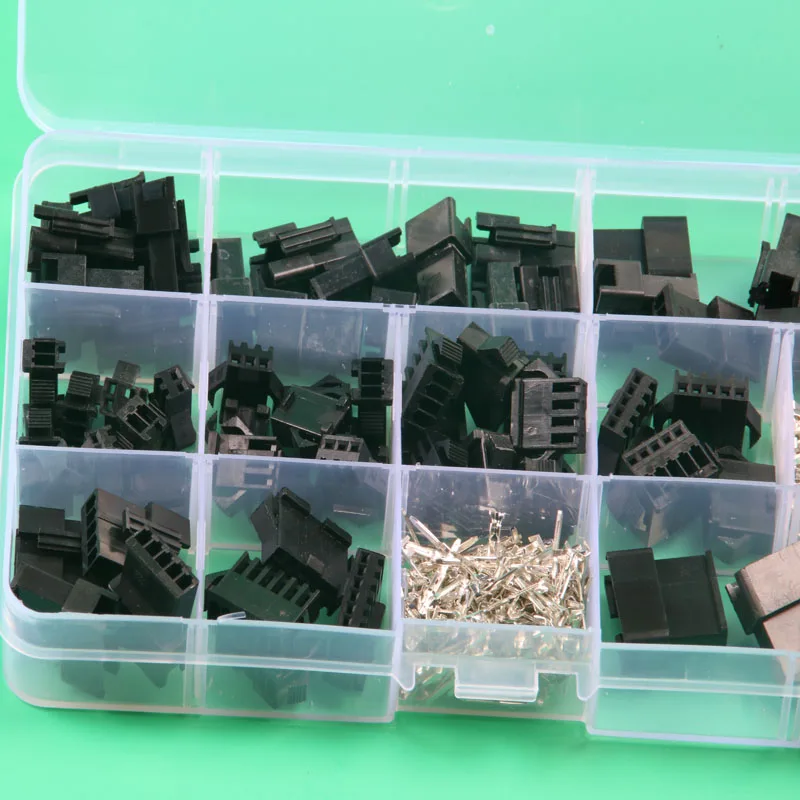 

SM2.54 Kits 40 sets Kit 2p 3p 4p 5p 6p Pitch Female and Male Header connector terminal with box 2.54mm wire connector