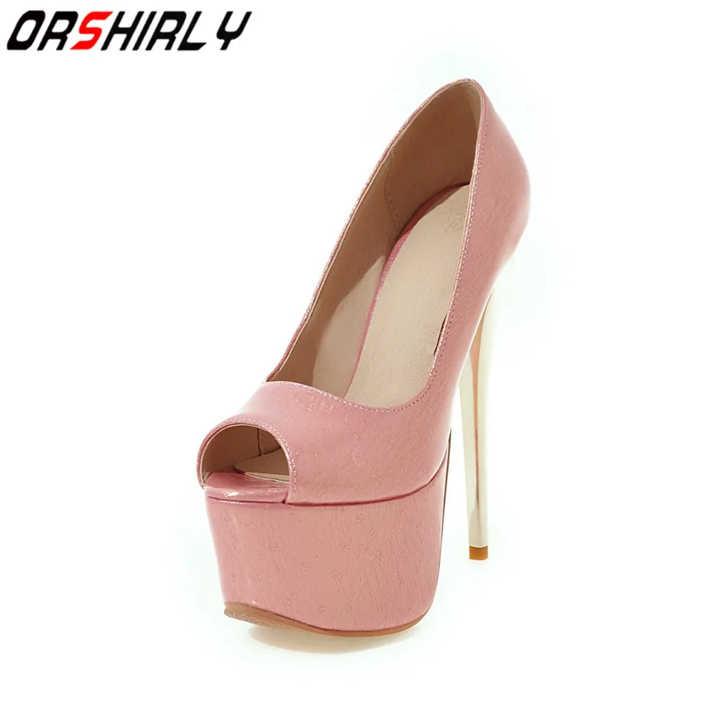

Orshirly Fashion women sandals patent leather sexy super high thin heels platform plus size 43 handmade for ladies hot sale