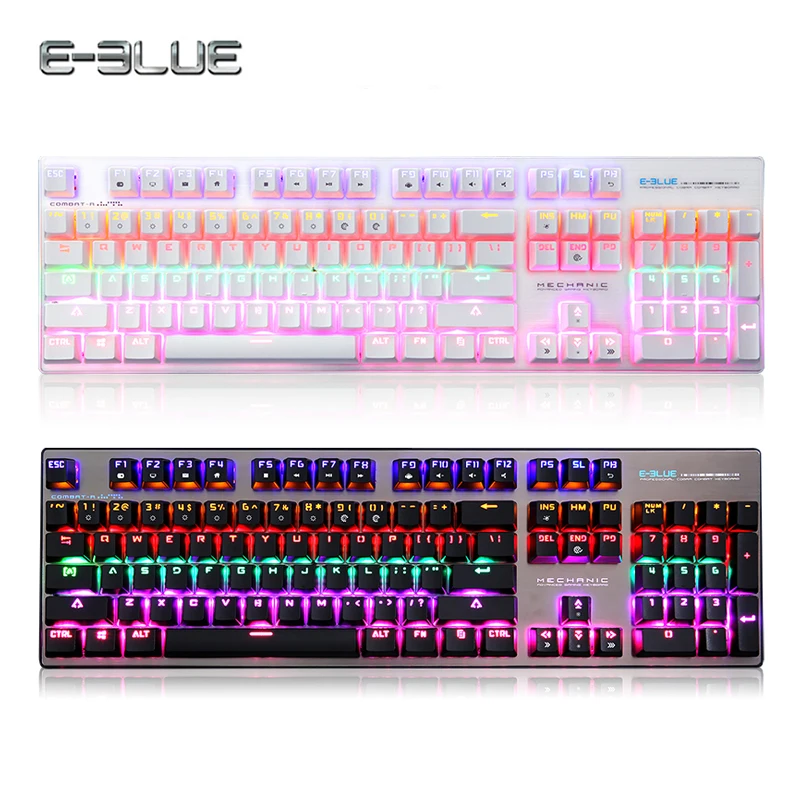 

E-3LUE Gaming Wired Mechanical Keyboard 104 Keys Luminous with Blue Red Switch Colorful Backlit for Laptop Gamer Dota 2