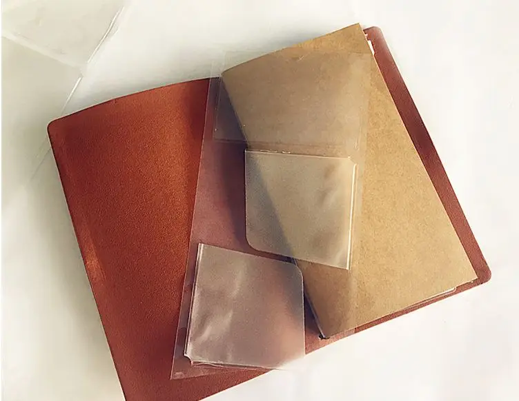 레트로 스타일 PVC 파우치 3 포켓 플라스틱 파우치, 루스 리프 다이어리 여행용