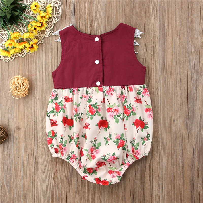 Pudcoco/милое кружевное летнее Боди без рукавов для новорожденных девочек с