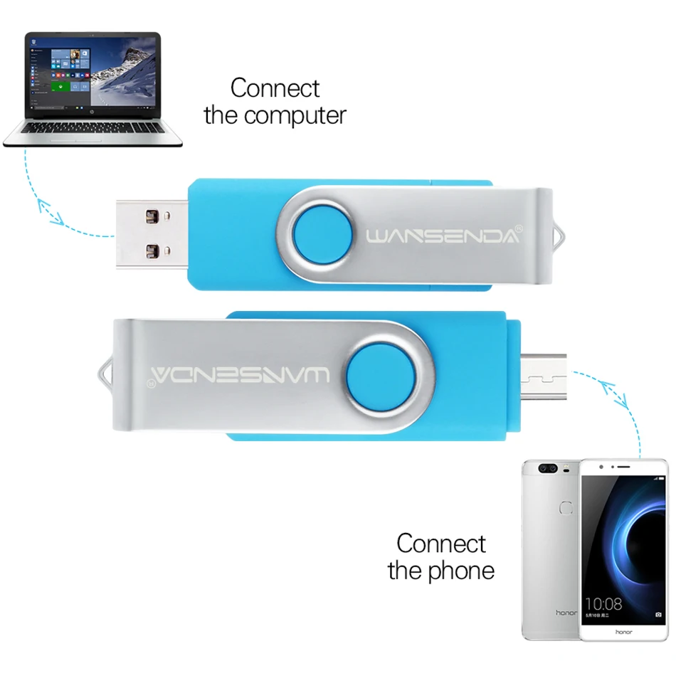 USB флеш-накопитель WANSENDA OTG 2 в 1 USB3.0 и Micro USB флешка 16 ГБ 32 ГБ 64 ГБ 128 ГБ 256 ГБ флешка