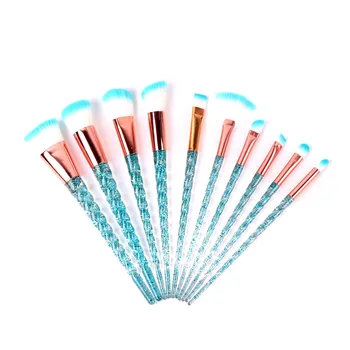 

10pcs Unicorn Makeup Brushes Set Cosmetic Brush Crystal Spiral Eye shadow Eyeliner Eyelash Powder Make Up Tool pincel maquiagem