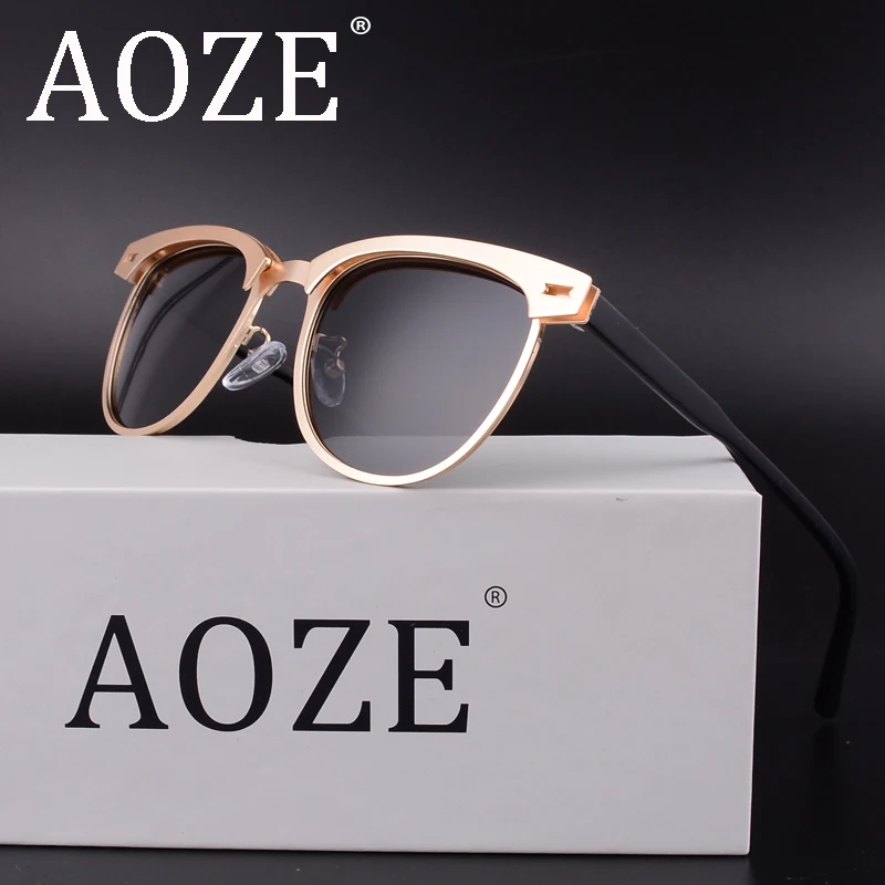 AOZE поляризационные UV400 солнцезащитные очки Для мужчин металлические Классический Ретро мода Винтаж солнцезащитные очки Брендовая Дизайнерская обувь Óculos De Sol 0911