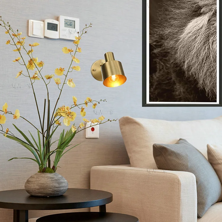 Скандинавский медный латунный настенный светильник светодиодная прикроватная