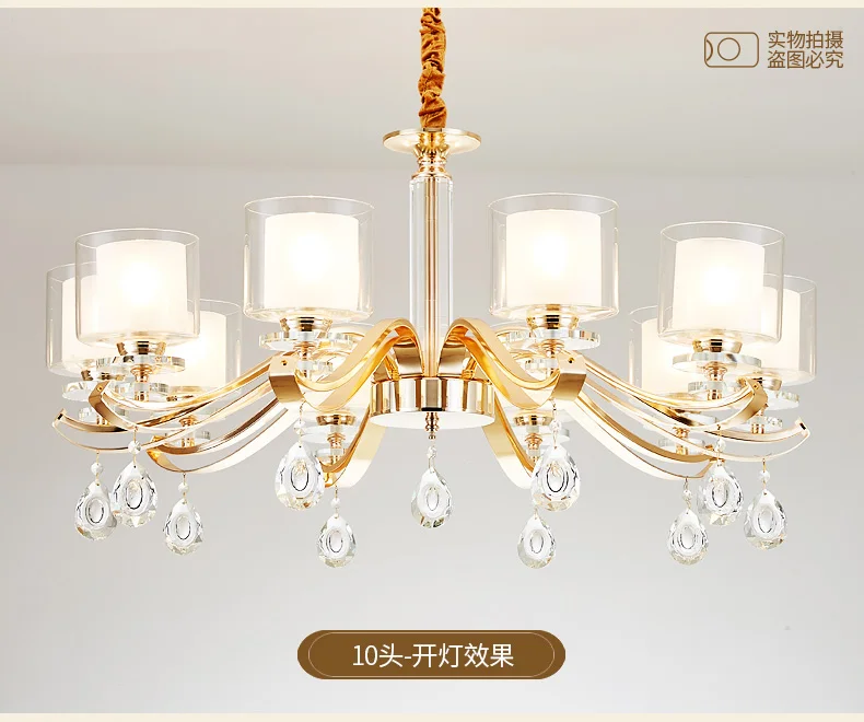Современные металла золота Led освещение люстры для гостиной, стеклянная Crystal Led подвесная люстра Спальня крепеж для подвесных светильников