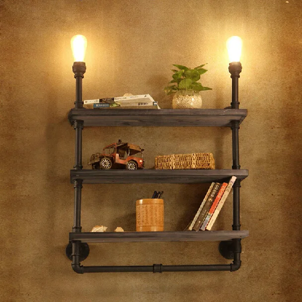 

Free shipping retro vintage RH loft wall lights coffee bar stair water pipe wall lamps dining room restaurant bookshelf light