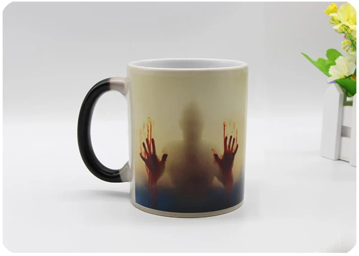 Кружка "Ходячие мертвецы", меняющая цвет, кофейная кружка, керамическая чайная чашка, кружки для путешествий, кофейная чашка, кровавые руки, фарфоровые чашки