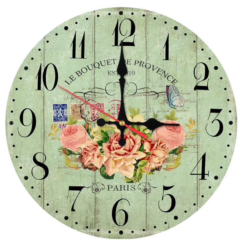 Europe wall clock clocks wooden home decoration living room flower wall