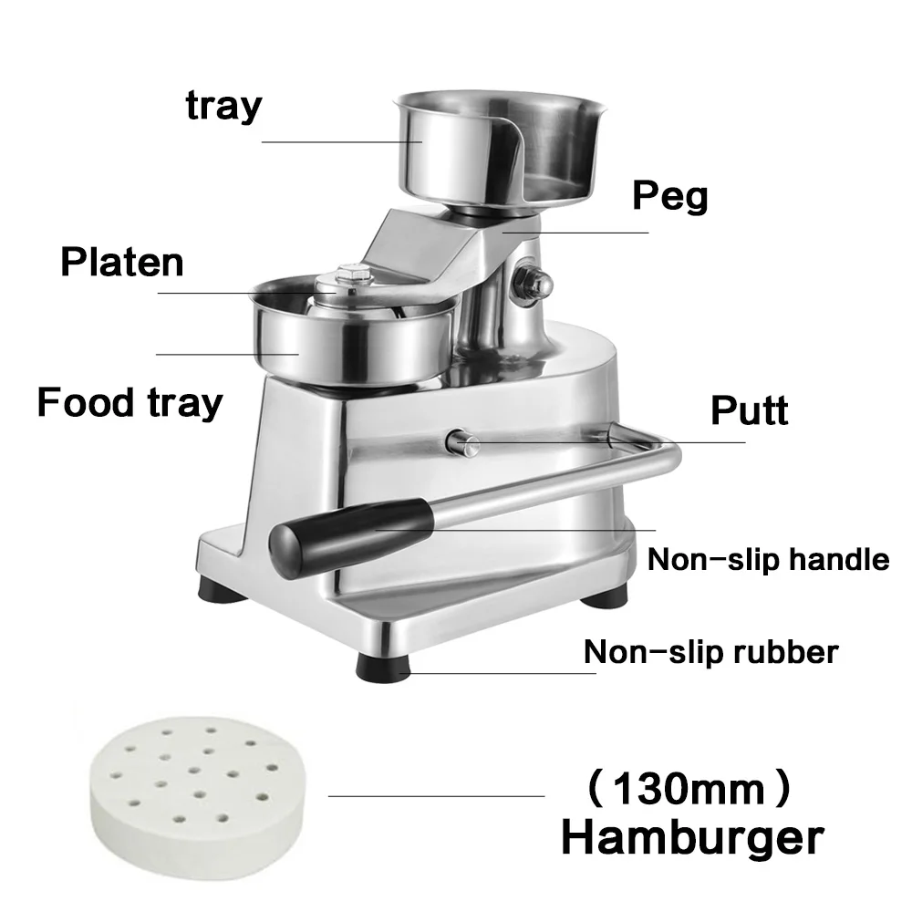 Нержавеющая сталь ручное мясо для гамбургеров пресс машина из алюминиевого сплава машина для приготовления котлеты для гамбургера 130 мм диаметр