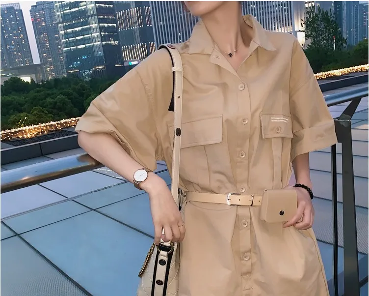 New Tooling Jumpsuit Summer Women Short Playsuits Loose Short Sleeve Single Breasted With Belt Rompers Womens YT50104