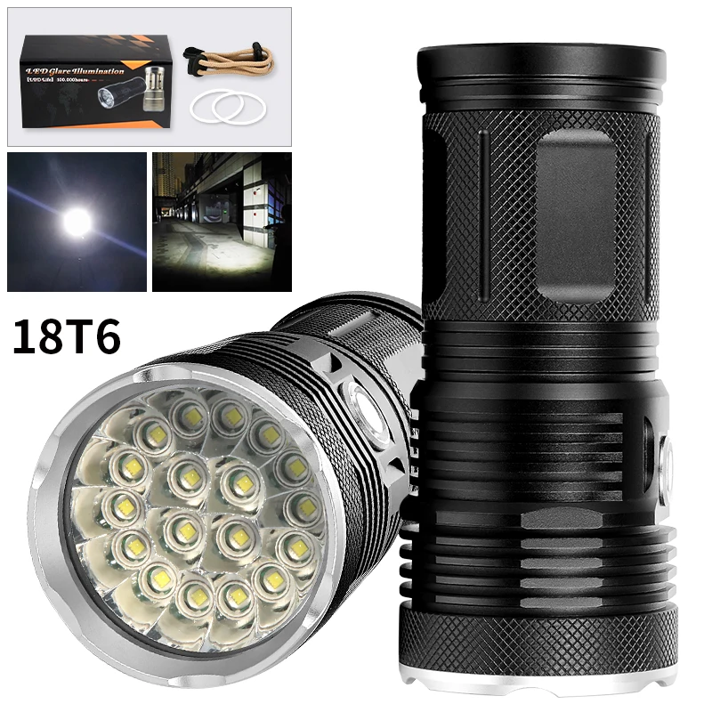 

high power LED flashlight torch light outdoor 18PCS T6 chip 18650 battery