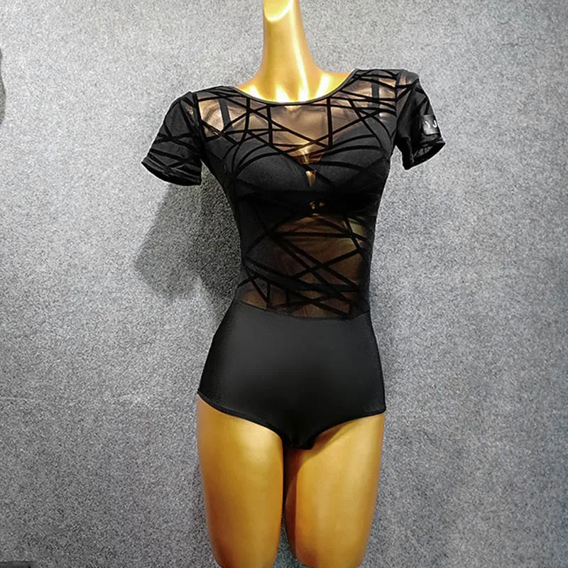 Дизайн топы для латинских танцев женский танцевальный костюм кружевное платье для сальсы/Танго Camisa Фламенго Женская одежда для латинских танцев для женщин VDB500 - Цвет: Black Stripe