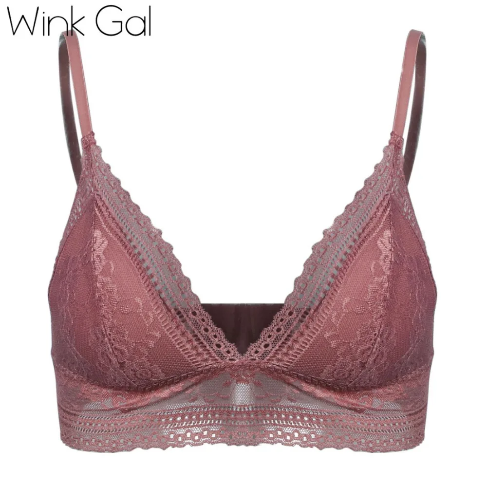 WinkGal Sexy Floral Lace Bra Thin Wire Free Bralette Women Underwear