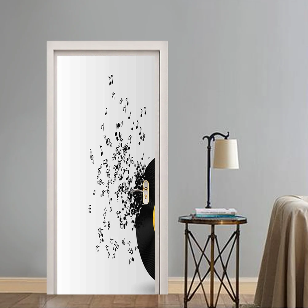 1pc Door Sticker PVC Self Adhesive Creative Waterproof Door Mural Home Decoration