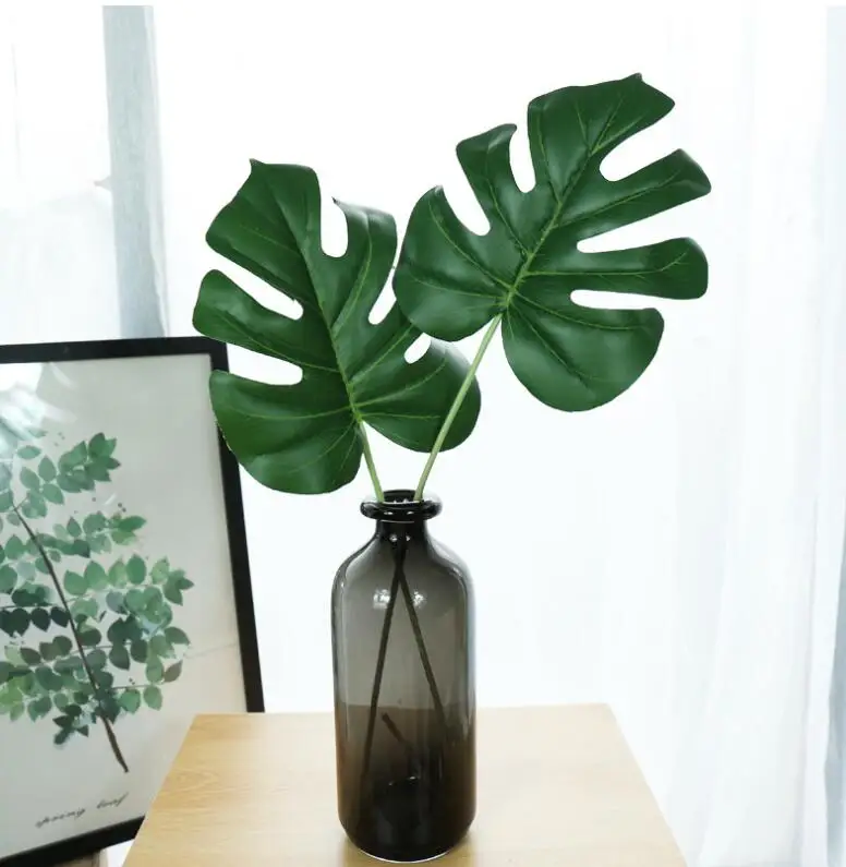 

10pcs Artificial Monstera Leaf Fake Greenery Plant Leaf Stem