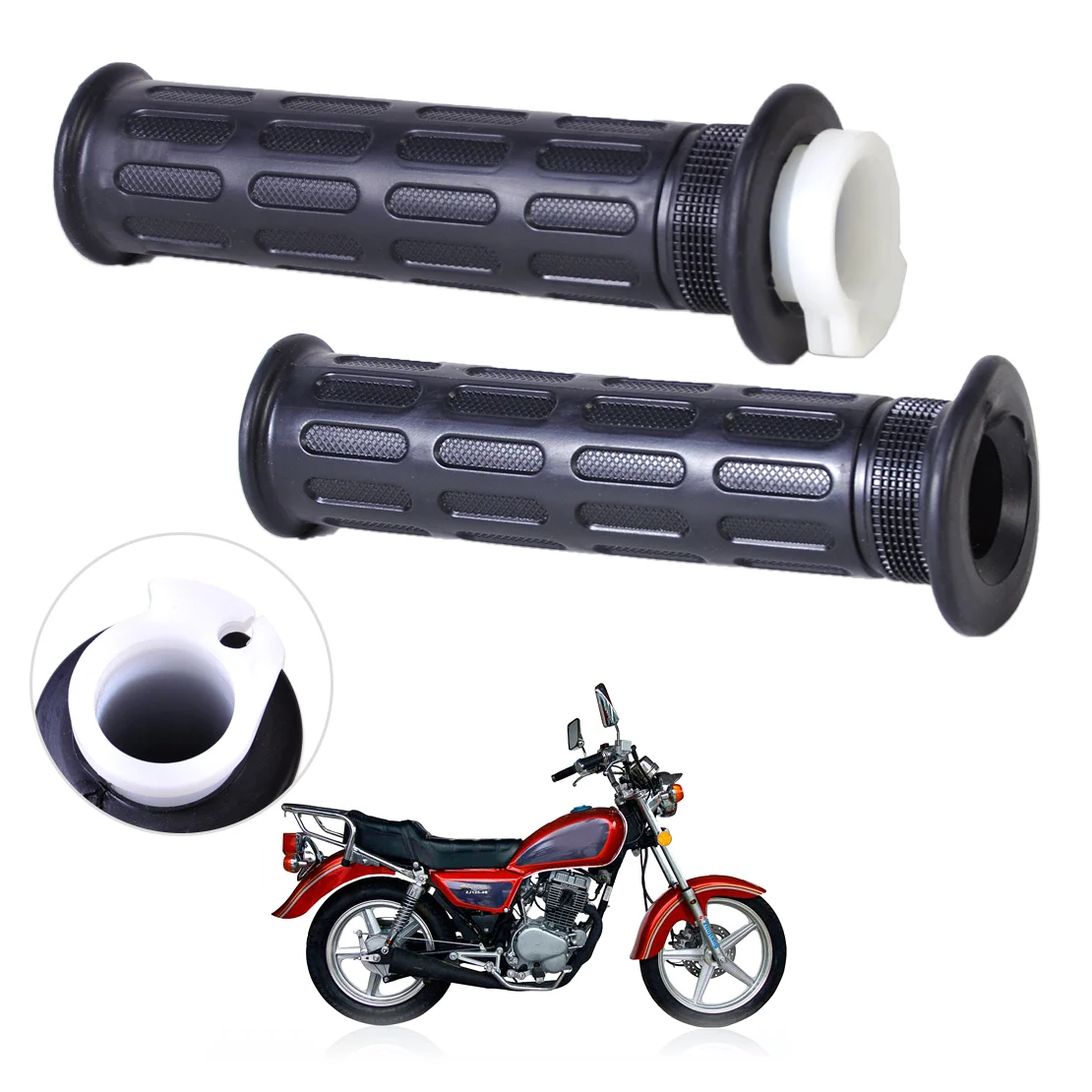 DWCX 2x Motorcycle 7/8" Rubber Throttle Handlebar Handle Bar Twist Hand