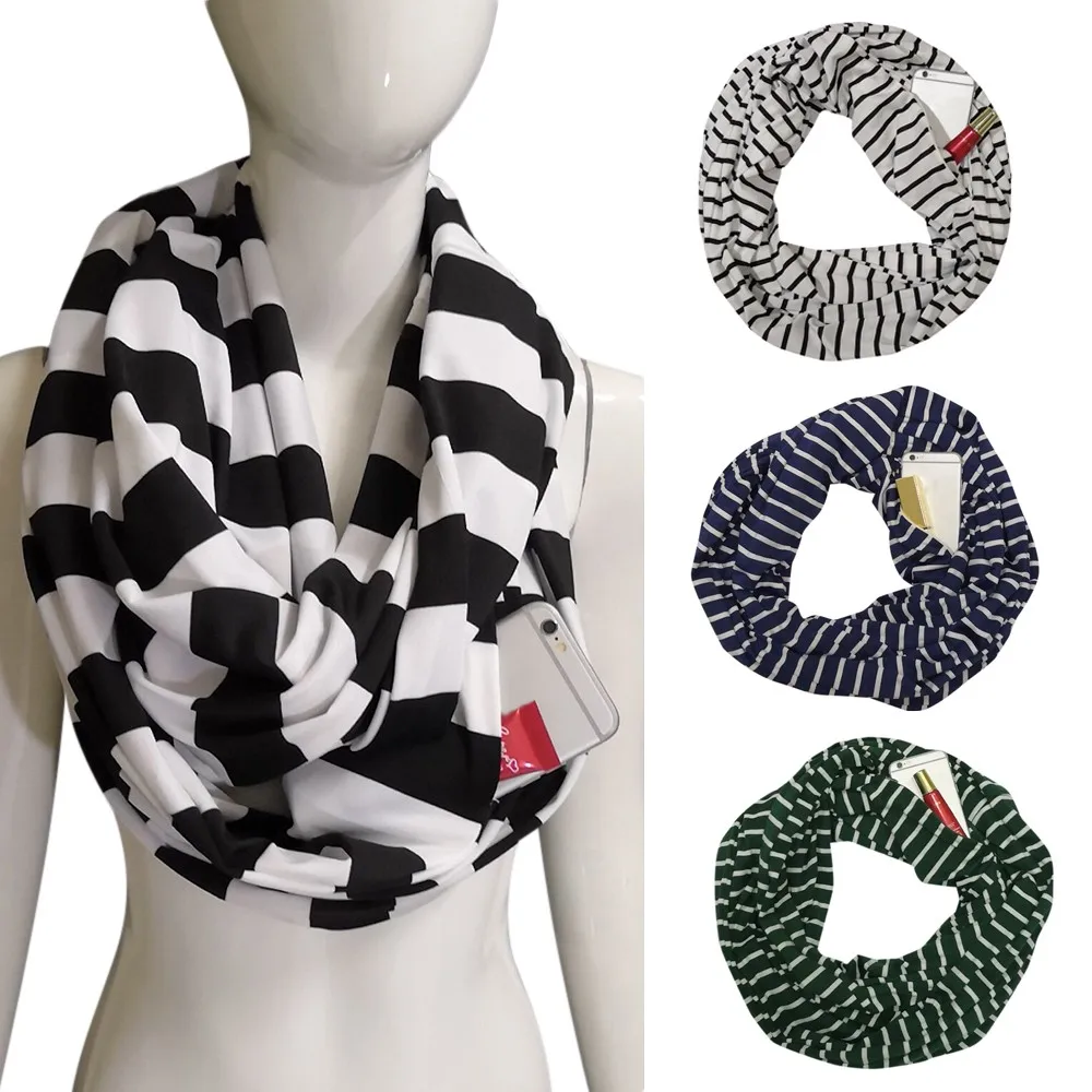 

Women Men Scarf High Quality Autumn Convertible Infinity Scarf Pocket Loop Zipper Pocket Scarves Winter 2018 luxo Warm 18Oct12