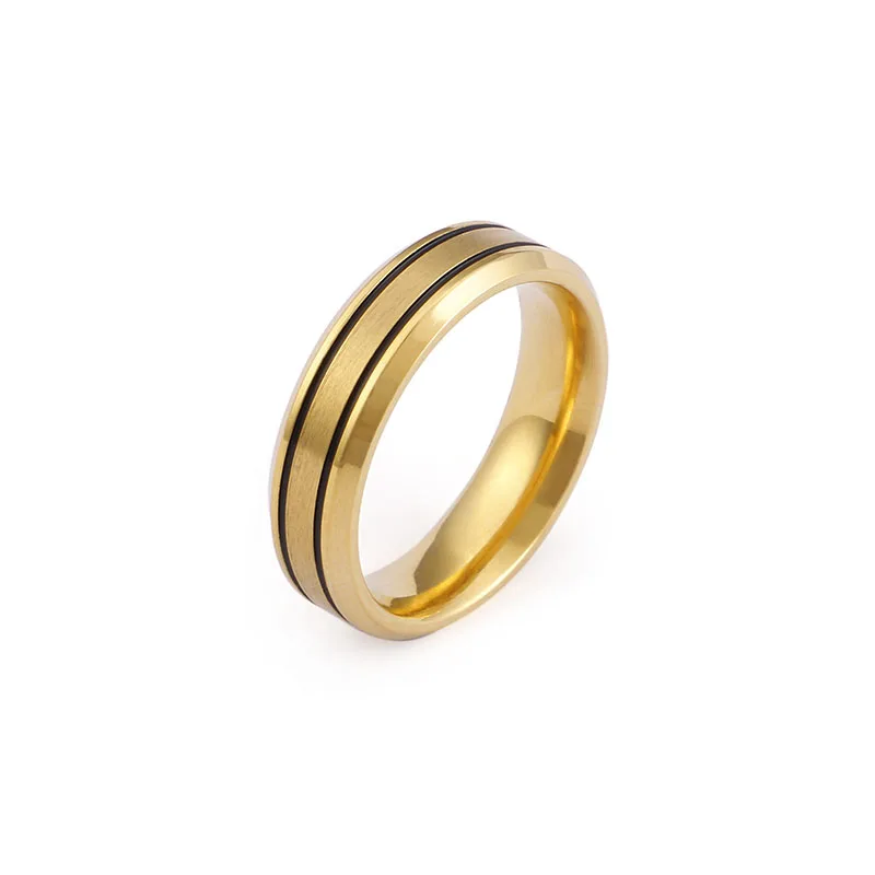 Обручальное кольцо из нержавеющей стали золотое с матовой отделкой черное тонкое кольцо для пары Alliance ювелирные изделия для женщин и мужчин - Цвет основного камня: Women