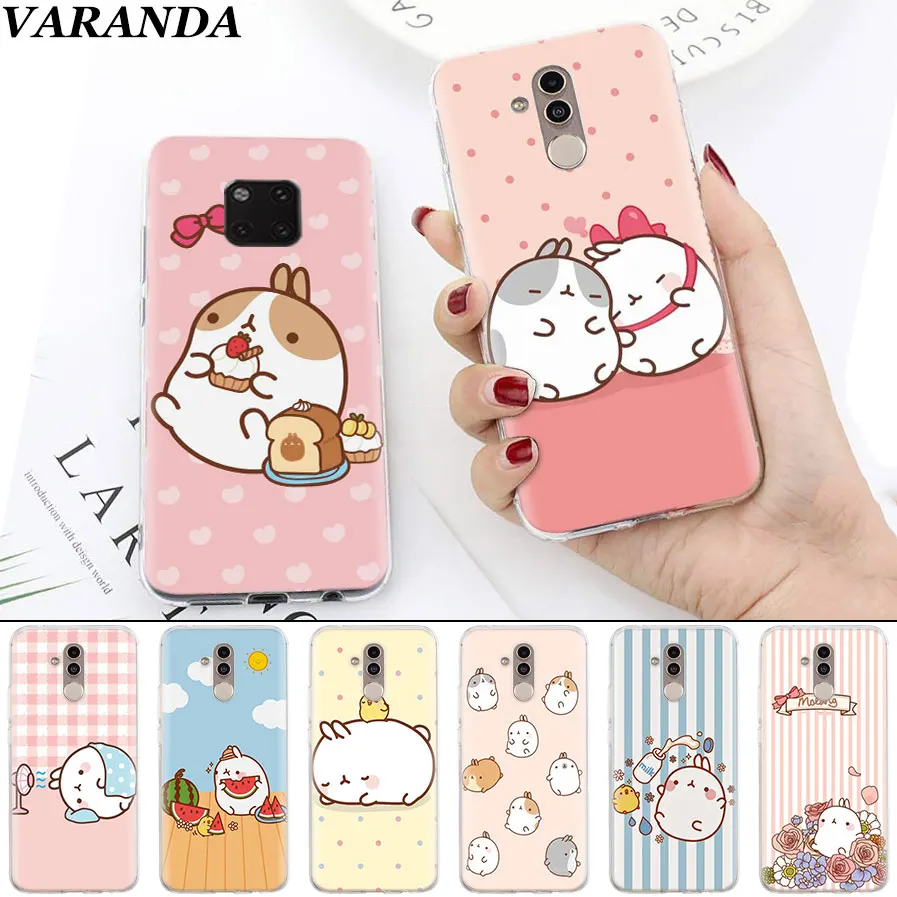 

Molang rabbits Cutest Kawaii Box Soft Cases for Huawei Mate 10 20 Pro Mate 20 Lite P20 P30 Lite P Smart Plus Case Coque