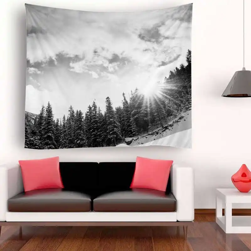 Modern Beautiful Forest Printed Mandala Tapestry Polyester Macrame Wall Hanging Beach Towel Boho Home Decoration Accessories