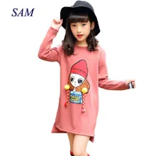 Одежда для девочек; платье-свитер с тесьмой; платье с рисунком для маленьких девочек; бархатное плотное платье для детей; осенне-зимняя одежда