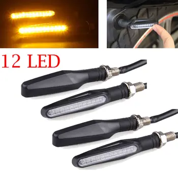 

4 pcs 12 LED Motorcycle Turn Signal Lights Bendable Flashing Motorbike Indicator Blinker Moto Tail Lights Signal Lamp for Harley