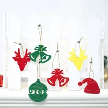 6Pcs Mixed Colors Felt Christmas Ornaments 2019 Bells Santa Claus Deer Hanging Pendant for Christmas Tree Home Decor Supplies christmas bells tree santa claus zip up hoodie