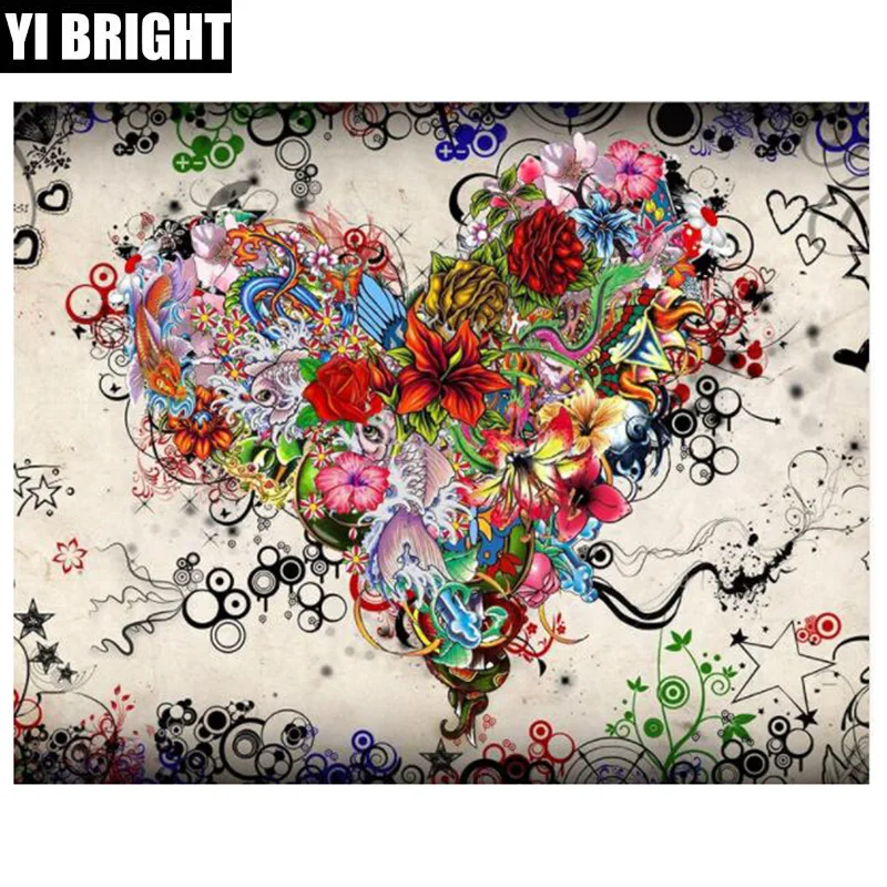 

5D diy Diamond Handmade Square/Round "Heart flower" Diamond embroidery Cross Stitch Kit, Diamond Mosaic Home Gift Decoration