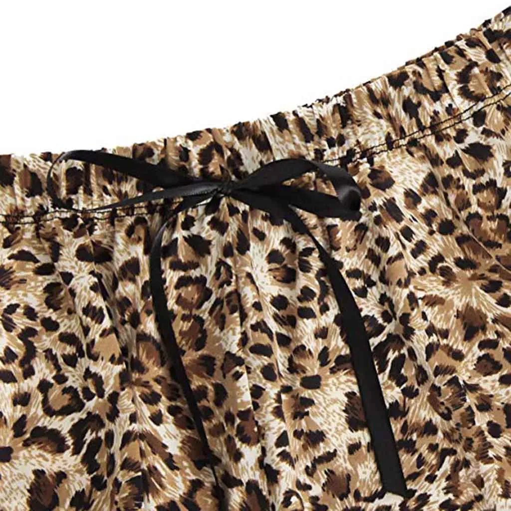 Комплект сексуальной пижамы, одежда для сна на бретельках, кружевное белье с леопардовым принтом, нижнее белье и шорты, пижамный комплект bayan gecelikler#0702