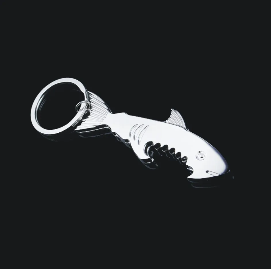

Cute Shark Can Opener Keychain Shark Bottle Cap Opener Keyring Key Holder