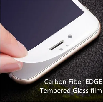9H 0.26mm Glossy Carbon Fiber 3D Curved Edge Coated Tempered Glass For iPhone 6 6S Plus 7 Phone Screen Protector Film