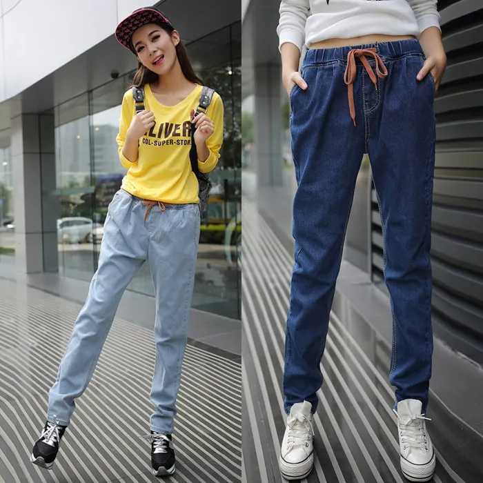 

Fall elastic waist 13-18 years old loose show thin little girl Haren pants big boy jeans female trousers