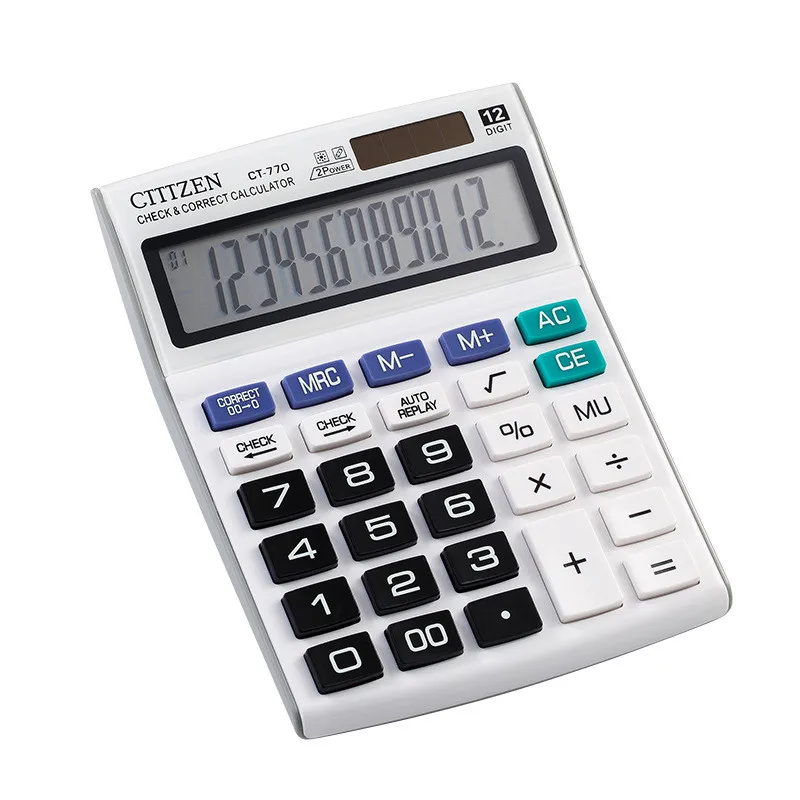 

Business calculator 12-digit electronic calculator battery or solar 2 in 1 portable office business tools and large buttons