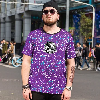 

Summer tide brand Large size men's Summer plus fat tide Short-sleeved men's T-shirt polka dot Printing loose Compassionate 6XL