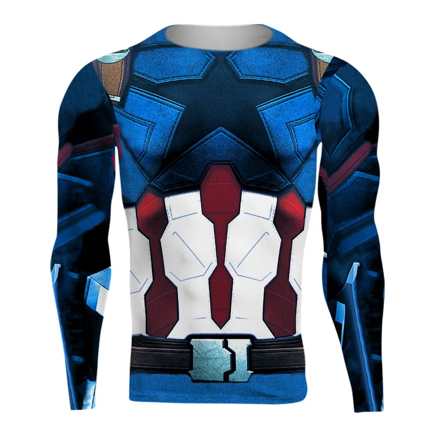 

Avengers 3 Captain America 3D Printed T shirts Men Compression Shirt 2019 Cosplay Costume Long Sleeve Tops Male Cloth