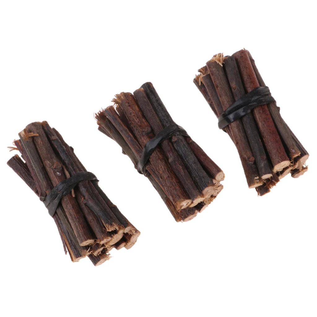 1/12 Dollhouse Miniature Accessories 3 Straps Wooden Sticks Firewood Room Garden Life Scenes Decor