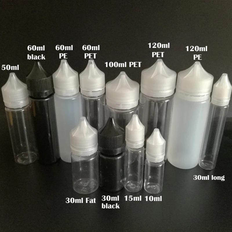

50pcs Empty E Liquid Bottle 10ml 15ml 30ml 50ml 60ml 100ml 120ml Pen Shape Dropper Bottle With Tamper Evident Cap E juice Bottle