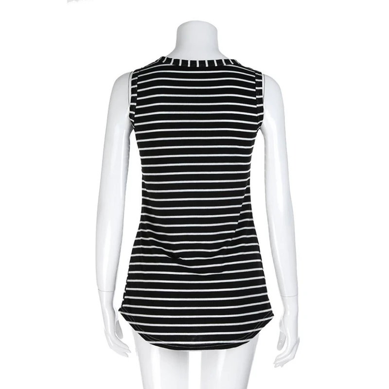 Casual Top Women Sexy V Neck Striped Loose Vest Blouse Button Lace Up Long Tank Top Croptop Pullover Women Tops Plus Size S-3XL (19)