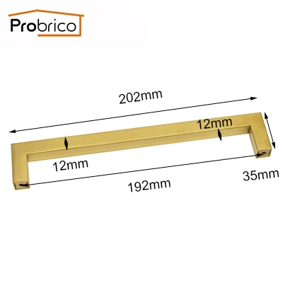 Probrico нержавеющий стальной шкаф с ящиками Тянет золотые латунные мебельные ручки кухонный шкаф фурнитура для ванной комнаты дверные ручки тянет - Цвет: Hole Spacing 192mm