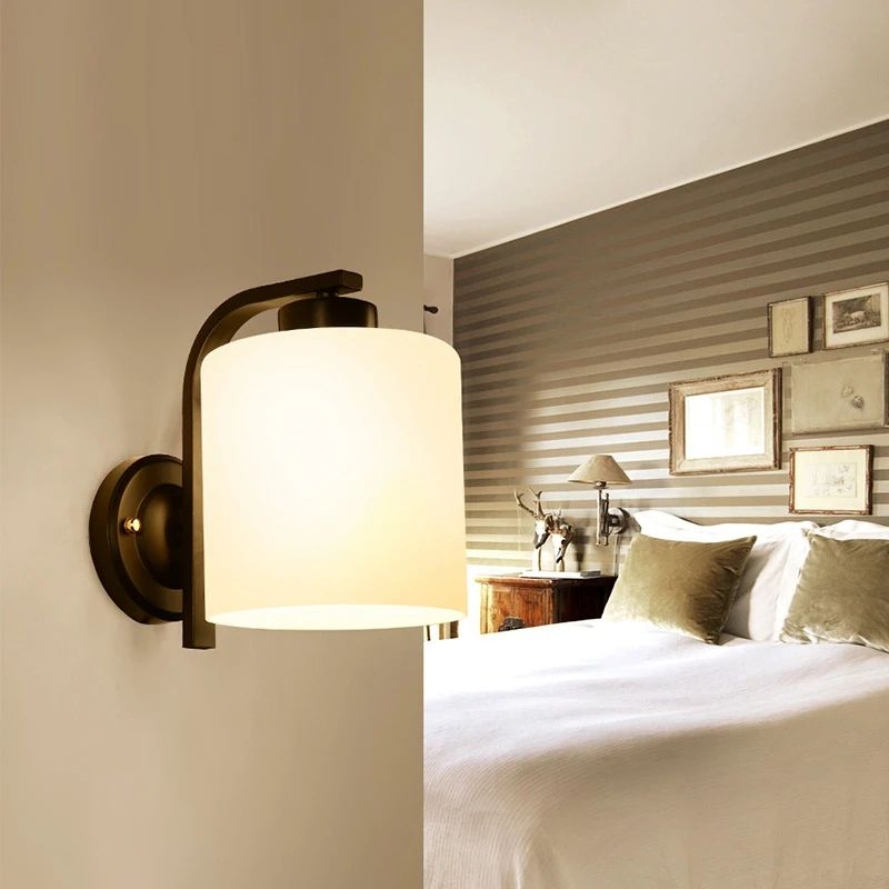 Retro Antique LED Glass Wall Light Stair Wall Light Family Indoor Living Room Bedroom Bedside Aisle Corridor Glass Wall Light (13)