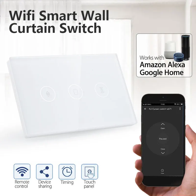 

Touch Control Wireless WiFi Timing Wifi Electrical Blinds Switch Home Appliances Wifi Curtain Roller Switch 120 Type Automation