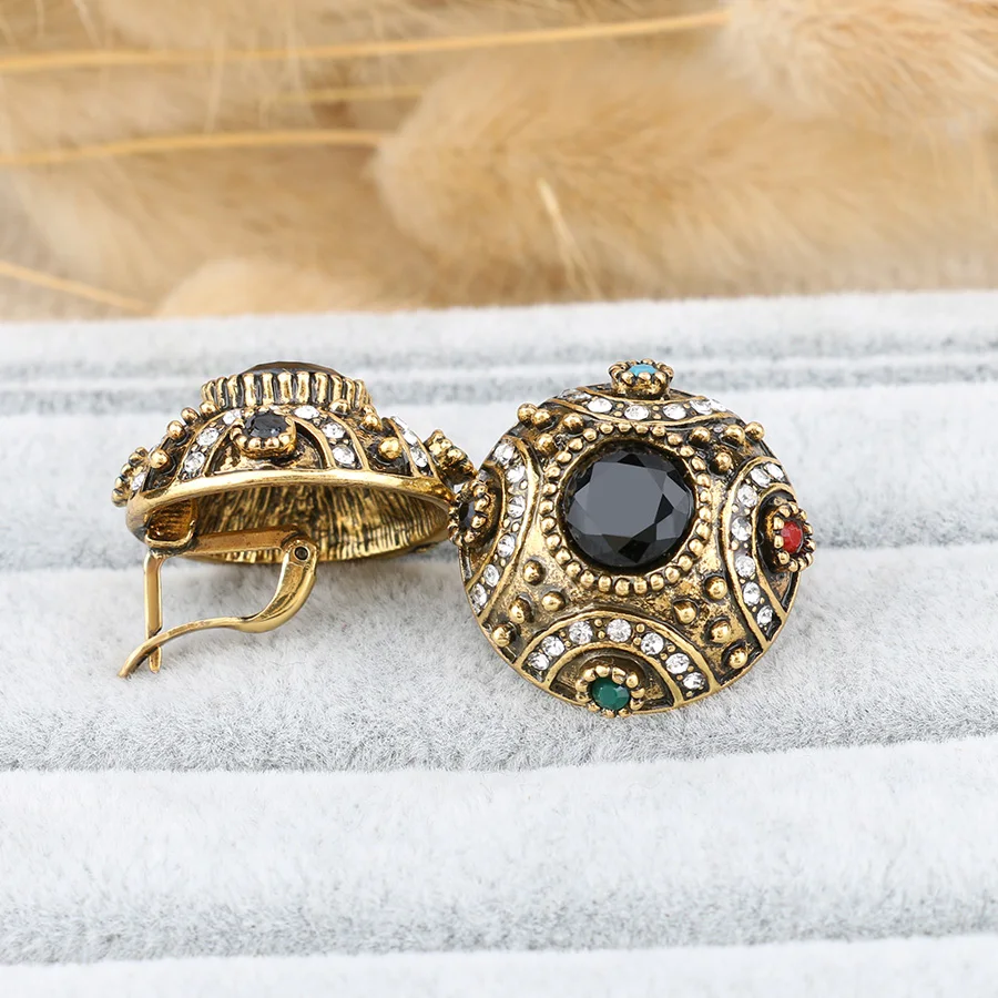Индивидуальные круглые серьги для женщин, цвет античное золото, цветные турецкие ювелирные изделия из смолы, вечерние серьги на помолвку, подарок