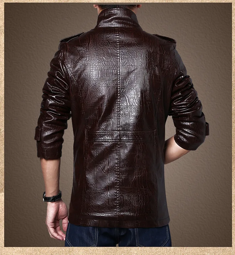 Brand Leather Jacket Men Slim Warm Mens Washed Leather Motorcycle Biker Jackets Standing Collar Coat Plus Size 4XL Outwear Parka men's genuine leather motorcycle jackets
