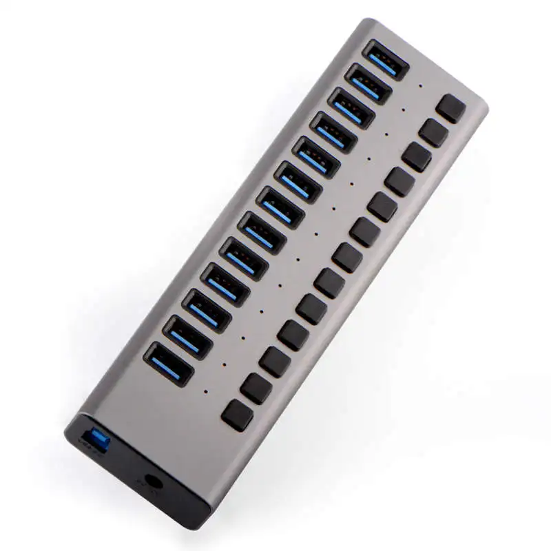 US plug Acasis usb-хаб супер Скорость 5 Гбит/с 13 Порты Портативный Usb 3,0 концентратор разветвитель, украшенное мозаикой из драгоценных камней, 12V 6A Мощность адаптер с кабели, легко носить с собой - Цвет: US plug