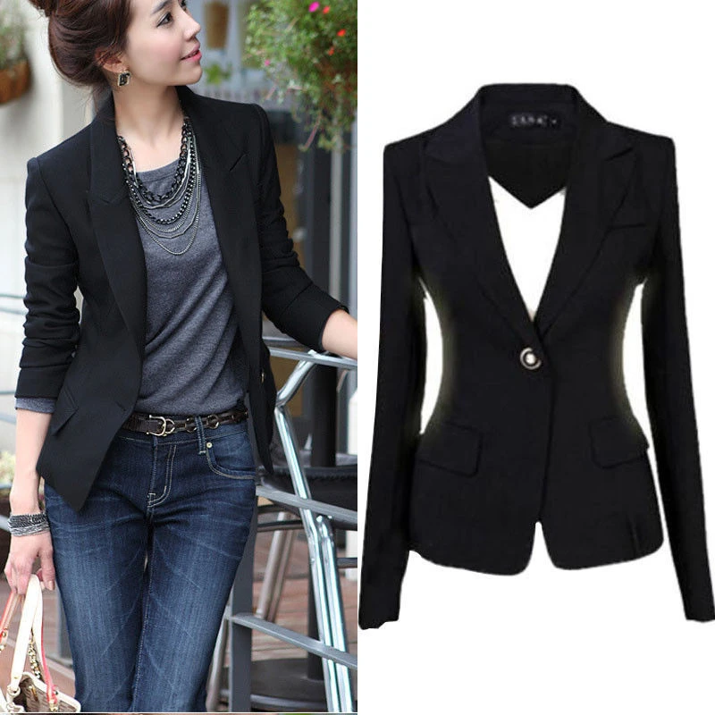 womens fitted black jacket