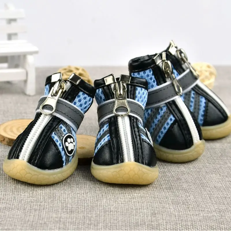 Suede Pet Shoes Zipper Mesh Paw Print Cotton Comfortable Dog Shoes Popular Autumn Winter Protect