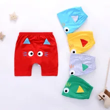 Милые летние шорты для маленьких мальчиков и девочек спортивные брюки с принтом из мультфильма для малышей Одежда для девочек из мягкого хлопка с милыми кошачьими ушками