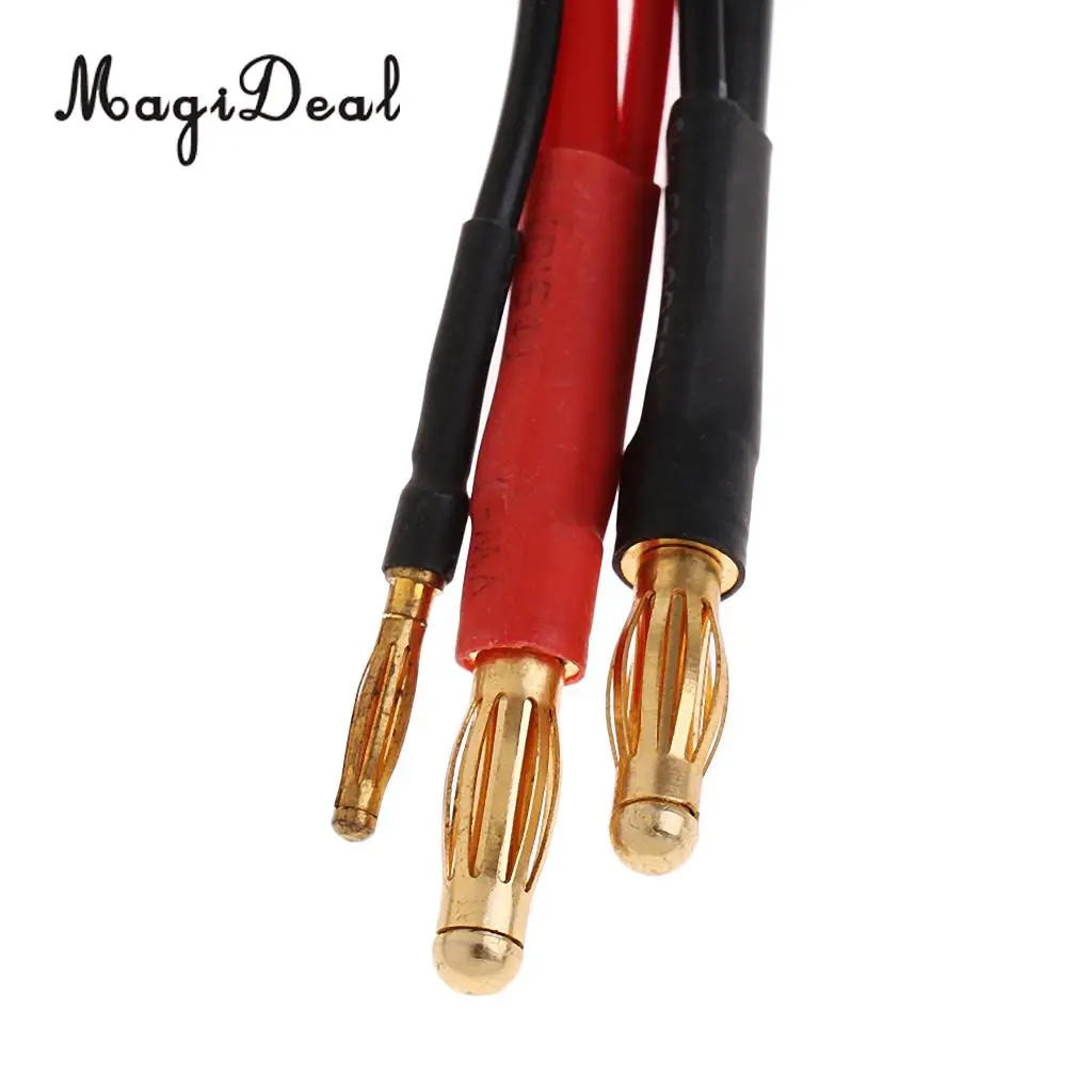 MagiDeal 1Pc Plastic 4mm Banana Male Plug to 4.0mm Bullet Male Connector Plus 2S Charging Cable 24cm